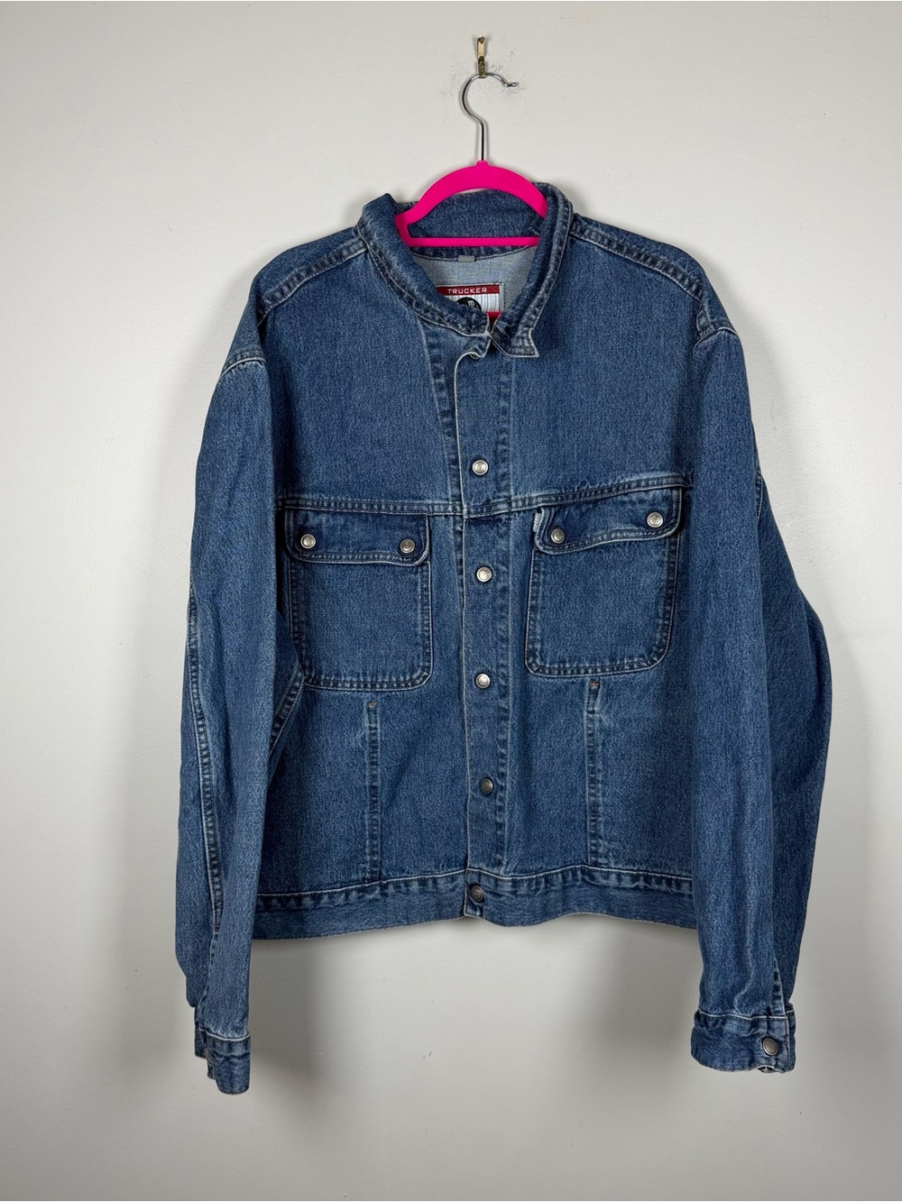 Vintage SilverTab Trucker Jacket Mens Blue Denim Snap Western Rodeo 90s Jean XL